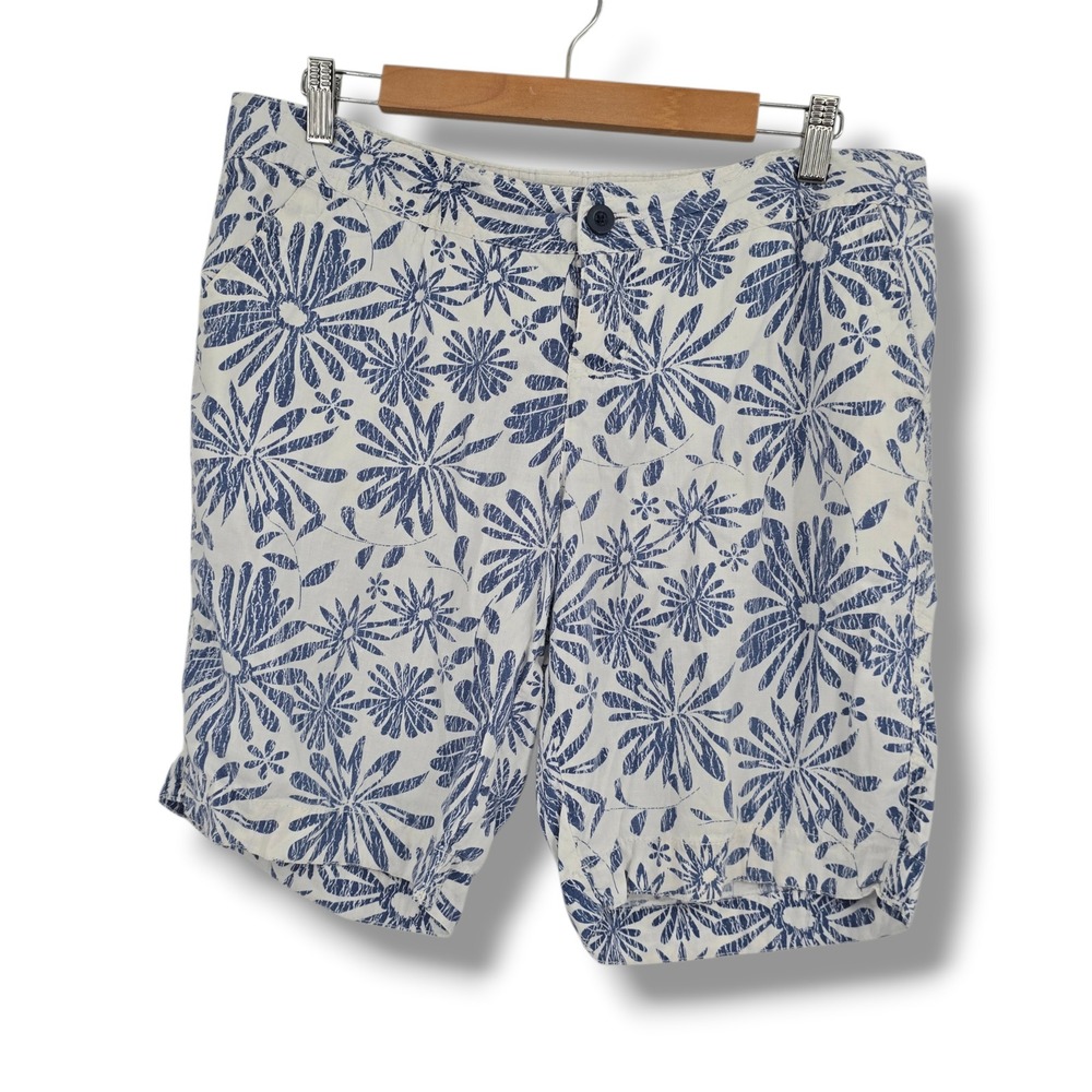 Vintage No Boundaries Navy White Floral Linen Blend Shorts Juniors 11 Daisy